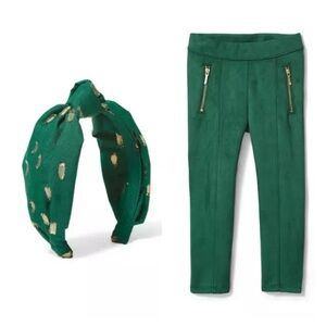 NEW WOT Janie&Jack Faux Suede Pant & Knot Headband